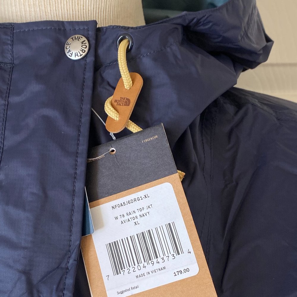 The North Face 78 Rain Top Waterproof Hooded Full Zip Jacket Aviator Navy - Picture 6 of 6